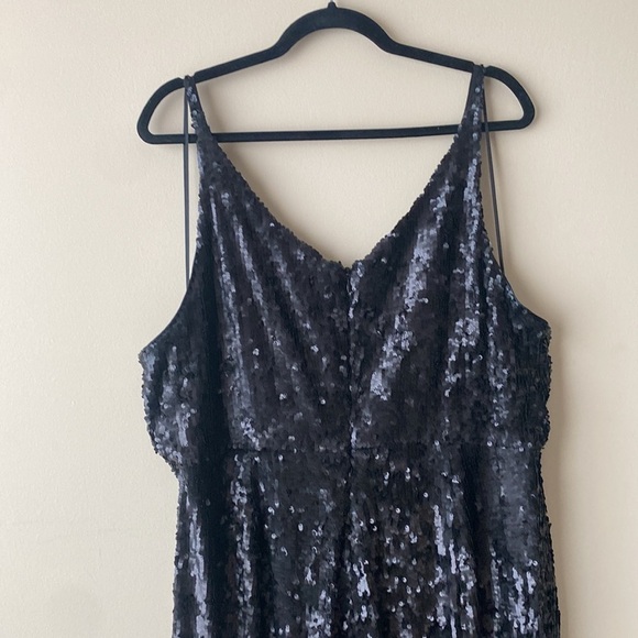 Dress the Population Charlie Black Sequin Sequined Flare Leg Jumpsuit Romper 3X - Picture 6 of 9